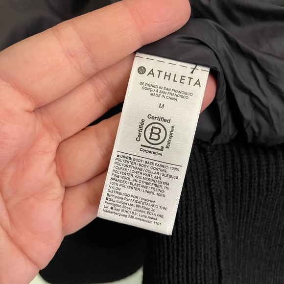 Athleta Women's Hanover Velvet Merino Wool Blend Hybrid Jacket Black Medium NWT - Picture 9 of 11